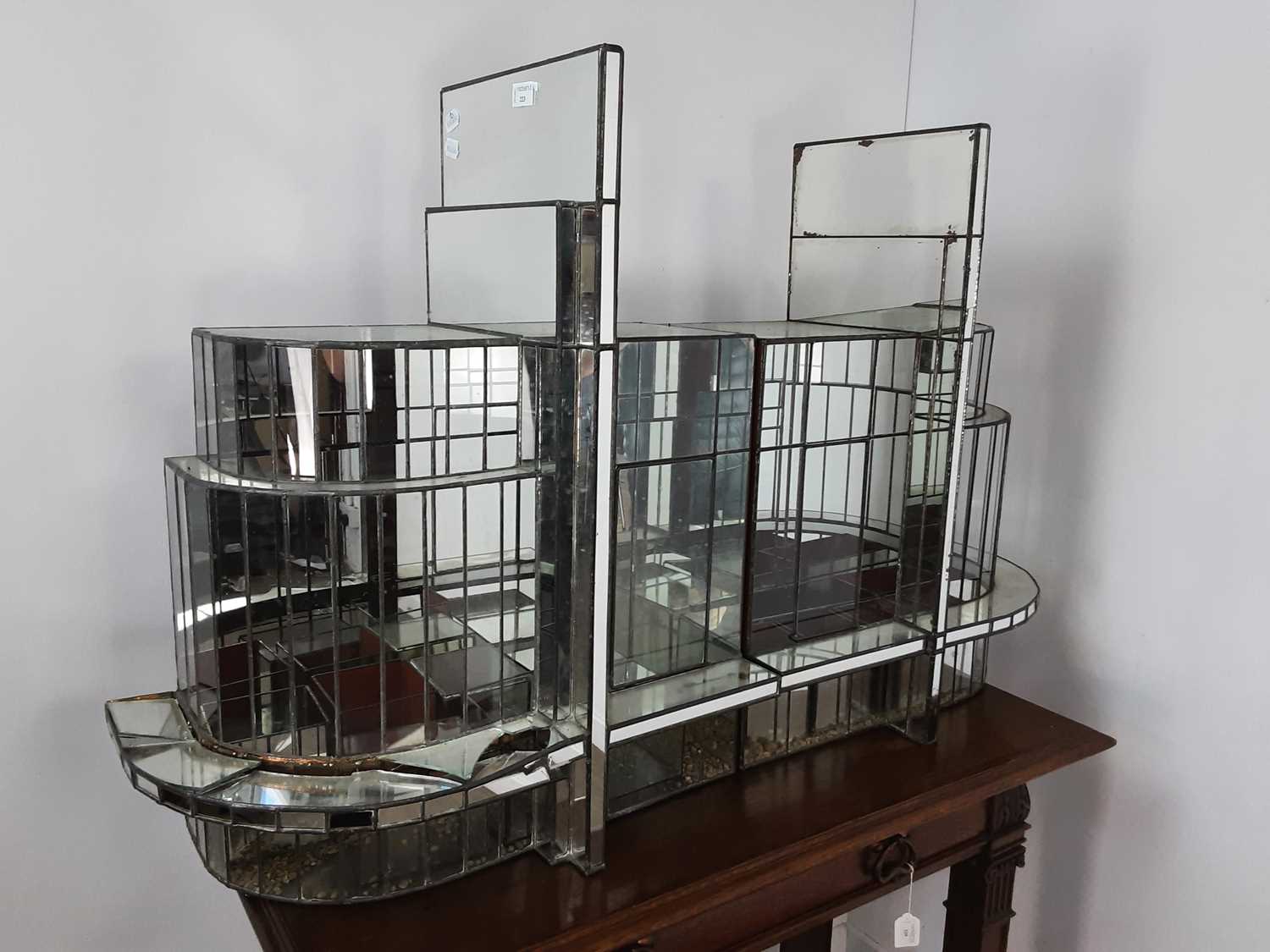 Lot 223 - LEADED AND MIRRORED GLASS TERRARIUM