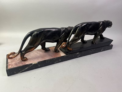 Lot 7 - FRENCH ART DECO ANIMALIER STUDY OF TWO PANTHERS