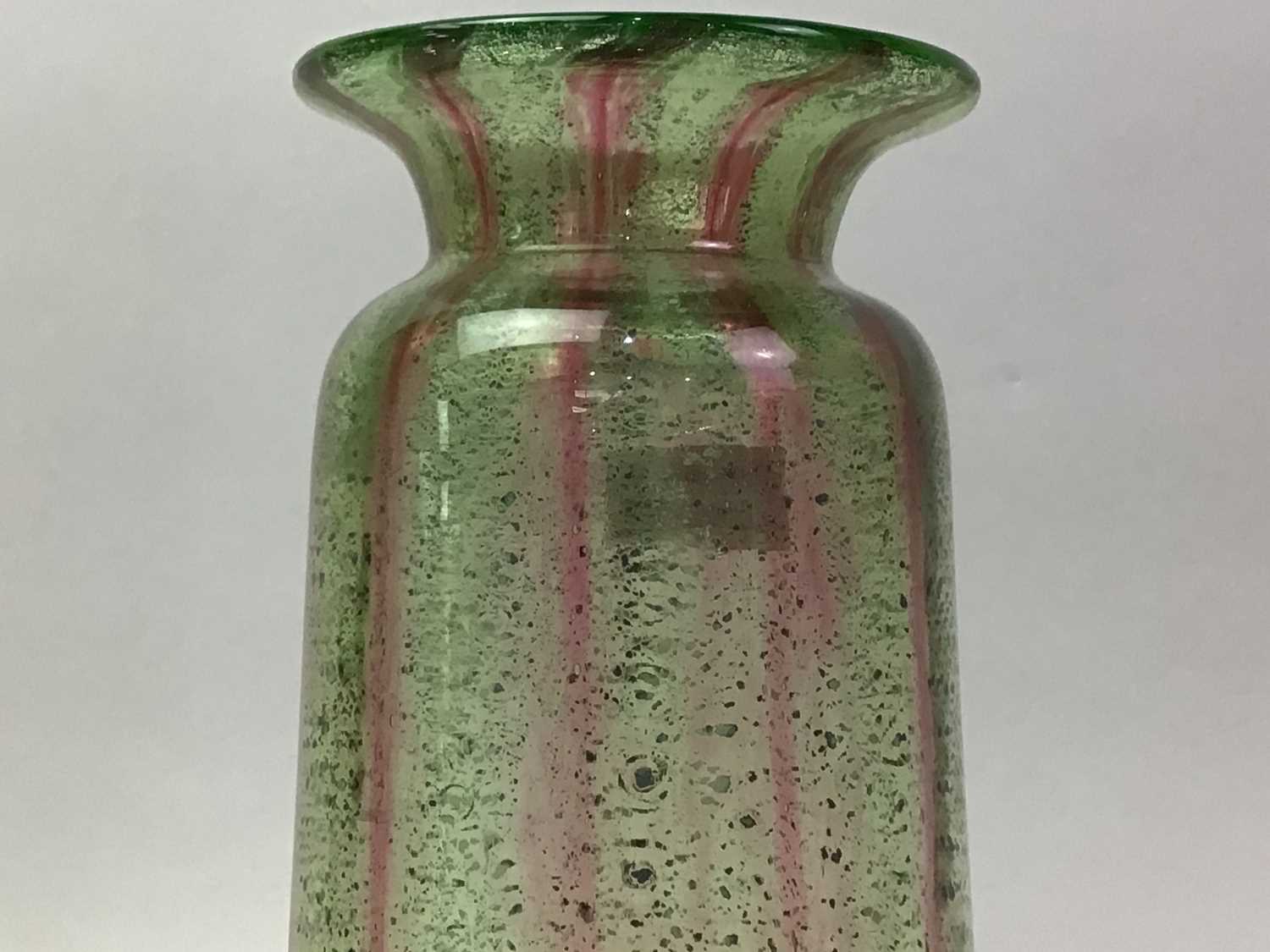 Lot 229 - GREEN AND PINK ART GLASS VASE