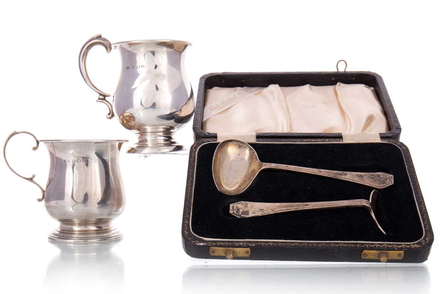 Lot 40 - TWO SILVER CHRISTENING TANKARDS