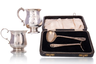 Lot 40a - TWO SILVER CHRISTENING TANKARDS