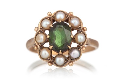 Lot 424 - TOURMALINE AND PEARL RING
