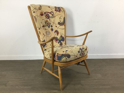 Lot 353 - PAIR OF ERCOL HIS AND HERS STICK BACK ARMCHAIRS