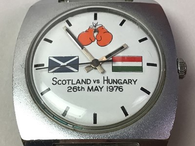 Lot 358 - VINTAGE SCOTLAND VS. HUNGARY BOXING COMMEMORATIVE WATCH