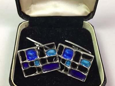 Lot 392 - DAVID ANDERSEN, PAIR OF NORWEGIAN SILVER AND ENAMEL CUFFLINKS