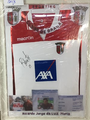 Lot 411 - RECARDO JORGB DA LUZ HOTRA SIGNED SPORTING BRAGA SHIRT