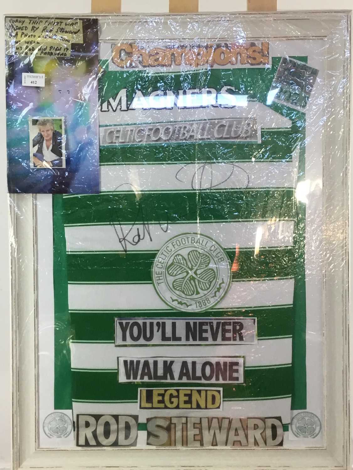 Lot 412 - ROD STEWART SIGNED CELTIC SHIRT