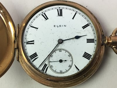 Lot 493 - ELGIN GOLD PLATED FULL HUNTER POCKET WATCH