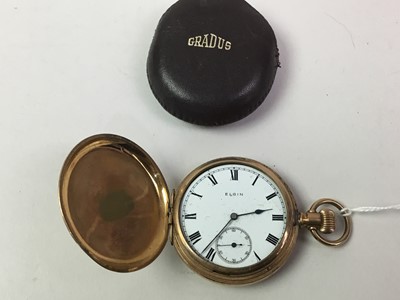 Lot 493 - ELGIN GOLD PLATED FULL HUNTER POCKET WATCH