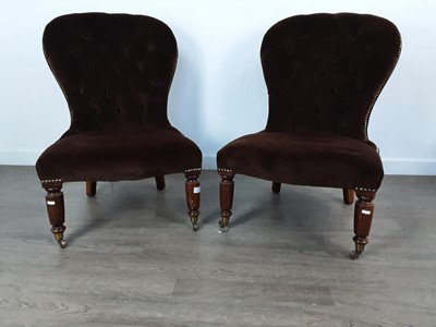 Lot 546 - PAIR OF VICTORIAN BUTTONBACK ARMCHAIRS