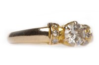 Lot 308 - DIAMOND SOLITAIRE RING the six claw set round...
