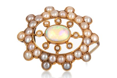 Lot 437 - OPAL AND SEED PEARL BROOCH