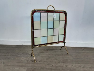Lot 568 - LATE VICTORIAN STANIED AND LEADED GLASS FIRE SCREEN
