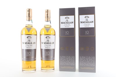 Lot 210 - 2 BOTTLES OF MACALLAN 10 YEAR OLD FINE OAK