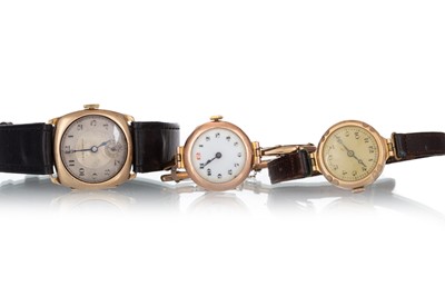 Lot 833 - THREE GOLD CASED WRIST WATCHES