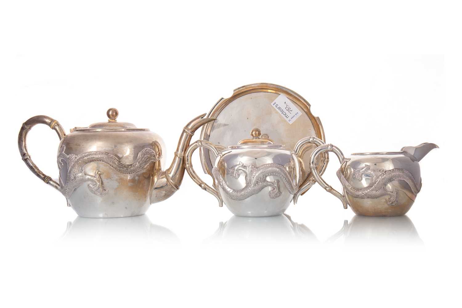 Lot 783 - CHINESE EXPORT SILVER THREE PIECE TEA SERVICE