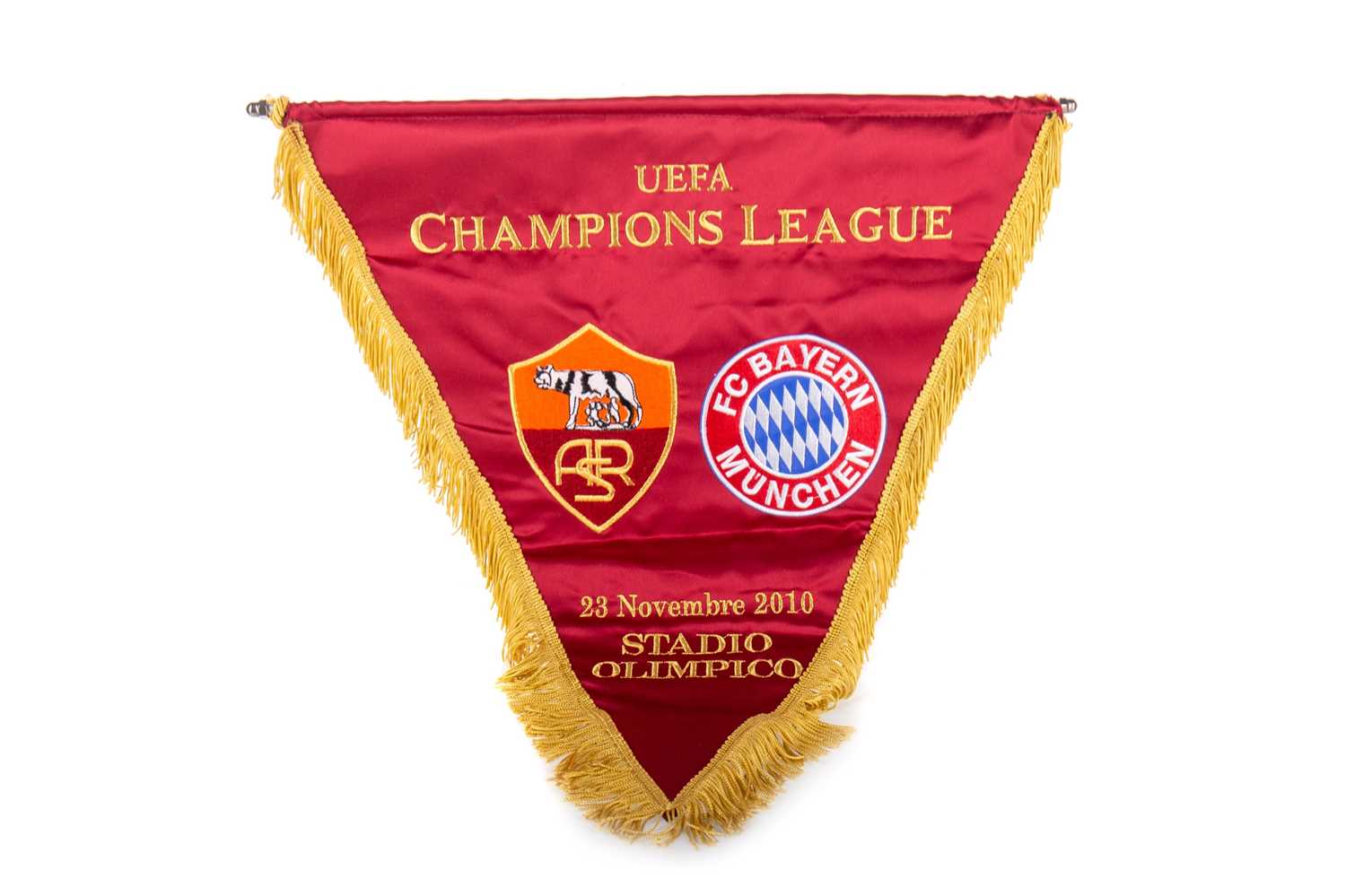 Lot 1746 - A.S. ROMA VS. F.C. BAYERN MUNICH, OFFICIAL CHAMPIONS LEAGUE PENNANT