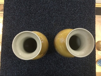 Lot 809 - PAIR OF CHINESE YELLOW GLAZE VASES