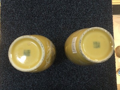 Lot 809 - PAIR OF CHINESE YELLOW GLAZE VASES