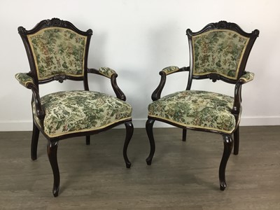 Lot 199 - PAIR OF FRENCH STYLE ARMCHAIRS