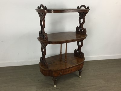 Lot 1358 - VICTORIAN BURR WALNUT WHATNOT