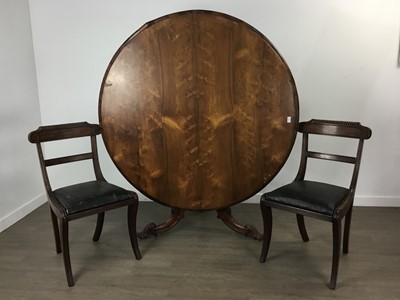 Lot 205 - ROSEWOOD DINING TABLE AND SIX CHAIRS