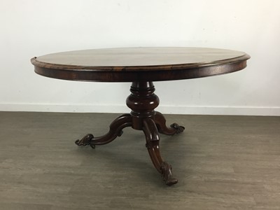 Lot 205 - ROSEWOOD DINING TABLE AND SIX CHAIRS