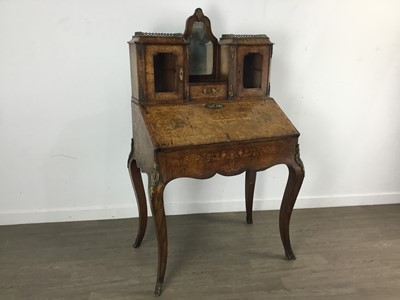 Lot 1368 - LOUIS XV STYLE FRENCH BURR WALNUT AND MARQUETRY BUREAU DE DAME