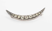 Lot 353 - SILVER PASTE SET CRESCENT BROOCH with...
