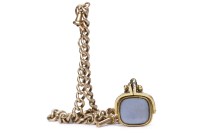 Lot 354 - WATCH CHAIN WITH FOB the chain formed by curb...