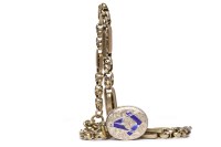 Lot 355 - NINE CARAT GOLD GUARD CHAIN WITH LOCKET formed...