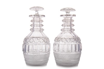 Lot 1364 - PAIR OF CUT GLASS DECANTERS
