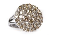 Lot 357 - COGNAC COLOURED DIAMOND CLUSTER RING with...