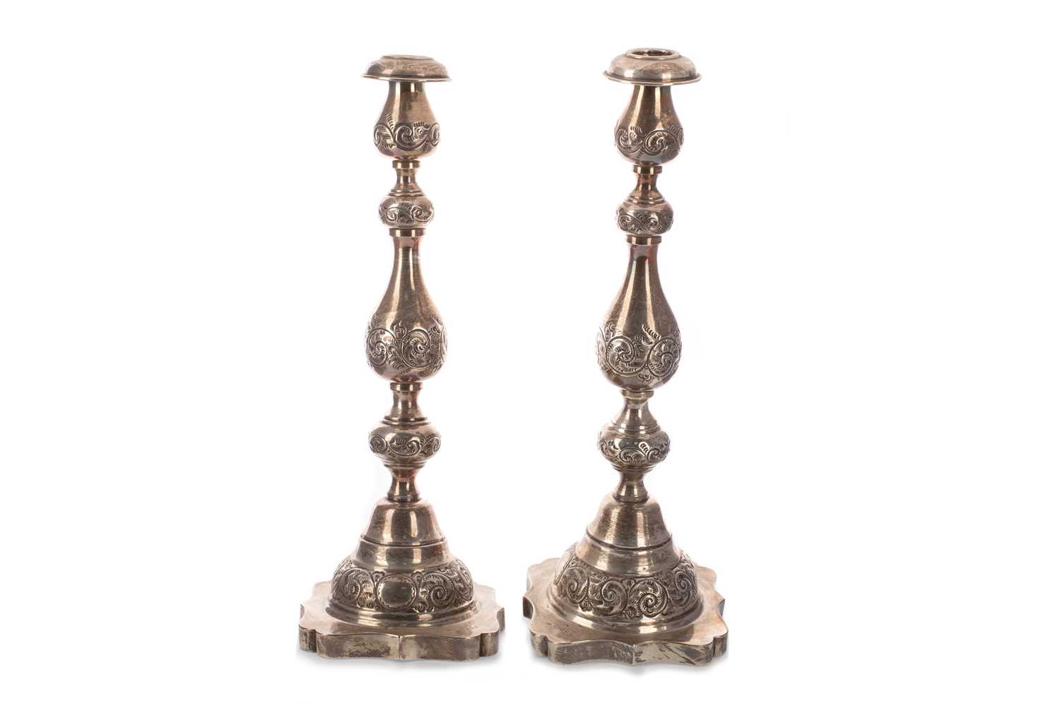 Lot 1238 - PAIR OF SILVER CANDLESTICKS