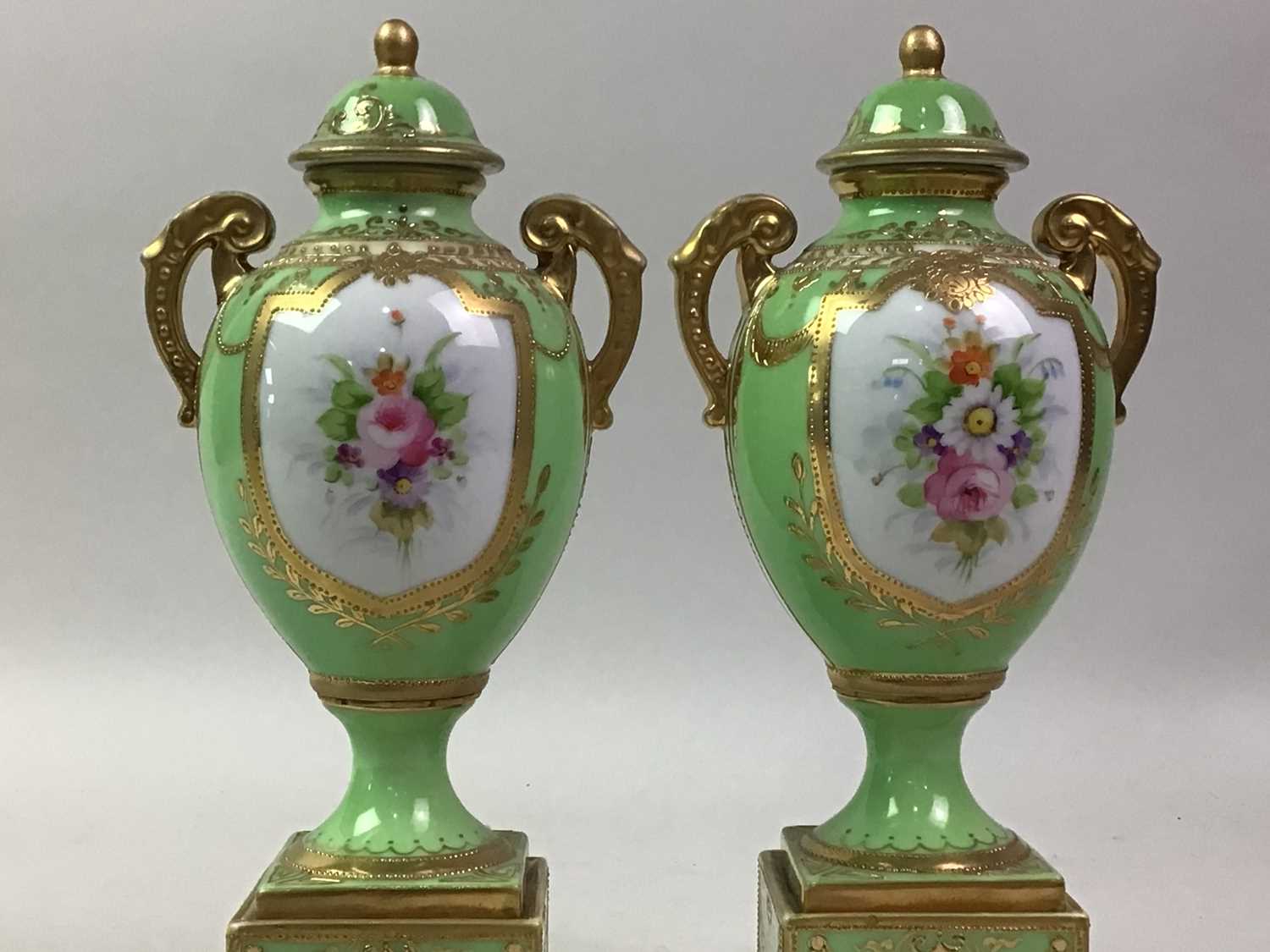 Lot 70 - PAIR OF NORITAKE LIDDED VASES