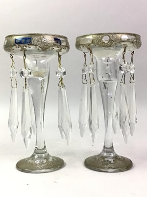 Lot 74 - PAIR OF VICTORIAN GLASS CANDLE LUSTRES