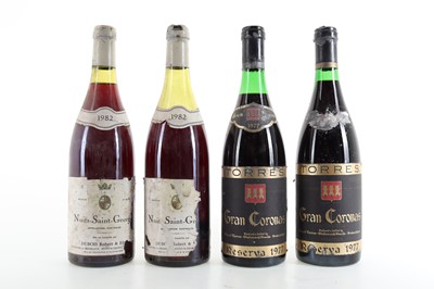 Lot 238 - 2 BOTTLES OF TORRES GRAN CORONAS RESERVA 1977 AND 2 BOTTLES OF DUBOIS ROBERT NUITS SAINT-GEORGE 1982