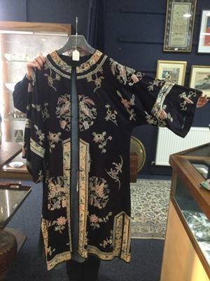 Lot 823 - CHINESE SILK EMBROIDERED ROBE