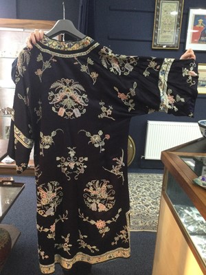 Lot 823 - CHINESE SILK EMBROIDERED ROBE