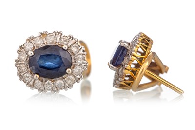 Lot 681 - PAIR OF SAPPHIRE AND DIAMOND EARRINGS