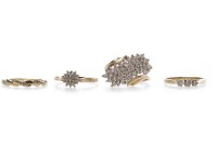 Lot 369 - FOUR VARIOUS NINE CARAT GOLD RINGS including a...