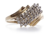 Lot 377 - DIAMOND CLUSTER RING with round brilliant cut...