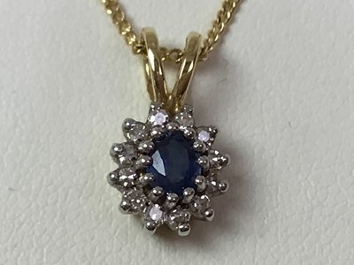 Lot 108 - SAPPHIRE AND DIAMOND PENDANT