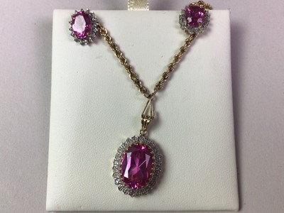 Lot 110 - SYNTHETIC PINK SAPPHIRE SUITE OF JEWELLERY