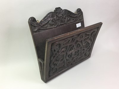 Lot 263 - CELTIC REVIVAL CARVED OAK PAPER RACK