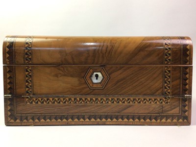 Lot 271 - VICTORIAN WALNUT AND INLAID WRITING SLOPE