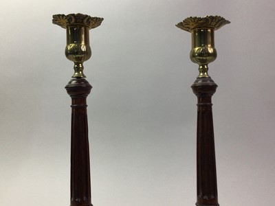 Lot 273 - PAIR OF TREEN CANDLESTICKS