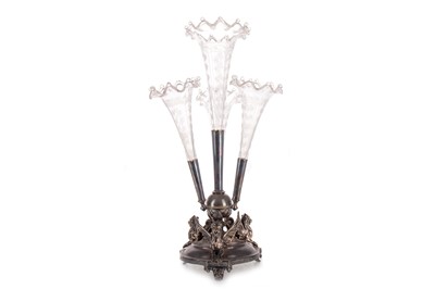 Lot 1380 - VICTORIAN SILVER PLATED AND CLEAR GLASS EPERGNE