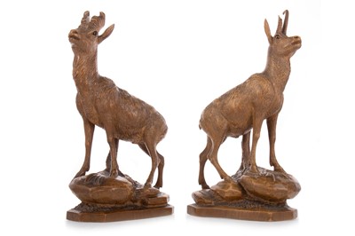 Lot 1378 - PAIR OF BLACK FOREST CARVED MOUNTAIN GOATS
