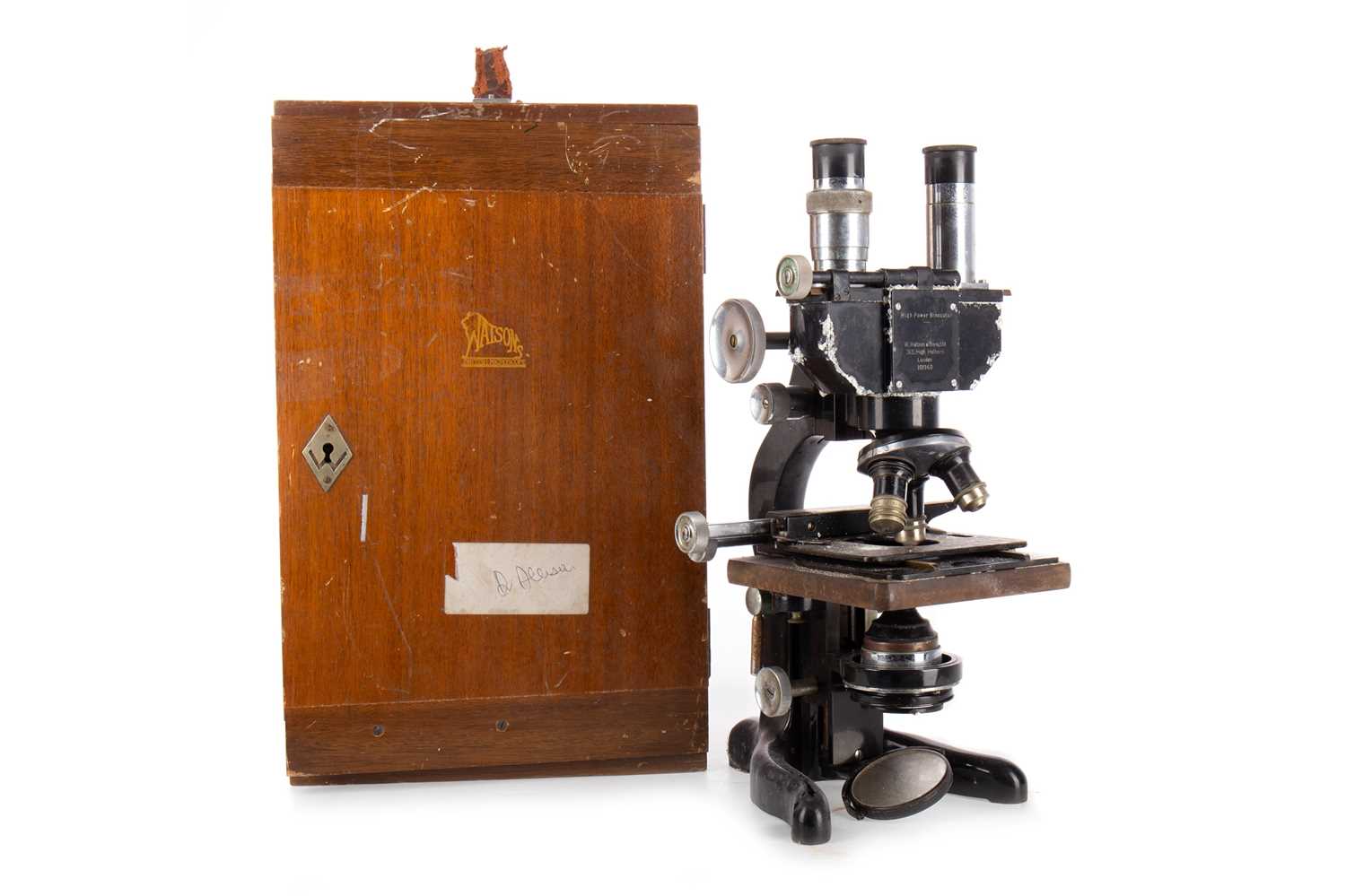 Lot 1024 - W. WATSON & SONS, HIGH POWER BINOCULAR MICROSCOPE